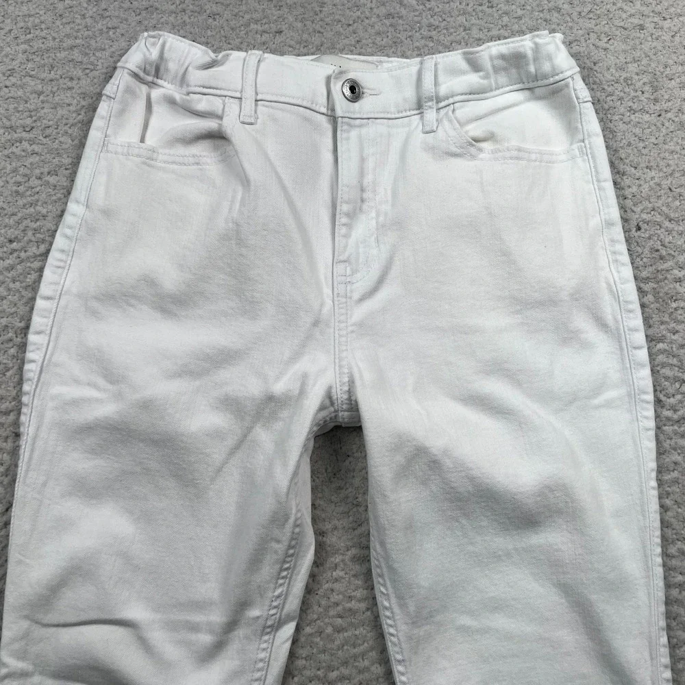 Abercrombie Kids Jeans Girls 17/18 Short High‎ Rise Flare Stretch Denim White